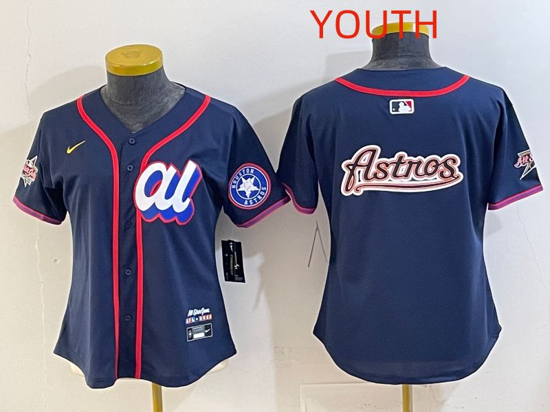Youth 2025 Houston Astros Blank Drak Blue All star Nike MLB Jersey style 07